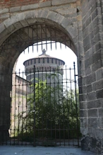Tower framed by fortified gate