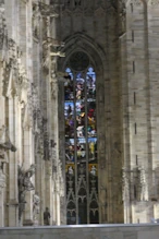 Stained glass windows with lights inside Duomo