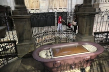 Sarcophagus converted to a baptismal font