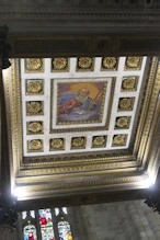 Painting of God over font