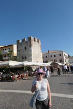 Robyn with solid tower behind