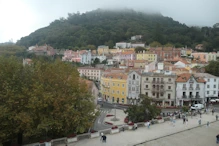 View over town from