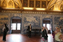 Reception room blue tiles telling the story
