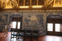 Reception room blue tiles telling the story