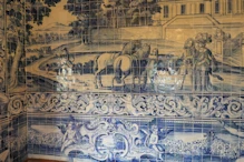 Reception room blue tiles telling the story