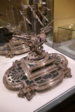 A tarnished model ship