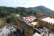 View down to cafe