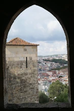 Tower framed by window