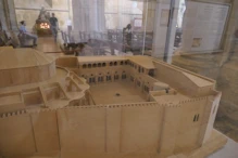 Model of cloister (at back because of slope