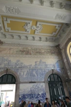 Blue tiles in ticket hall