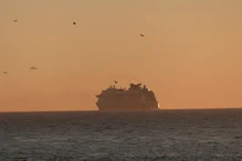 Cruise ship heading south