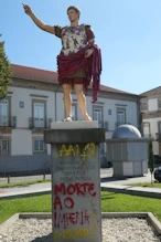 A emperor daubed with death to imperialism