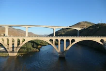 Two bridges above the a pedestrian one