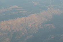 A ridge line with a wind farm