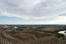 View over agricultural plain the light area is plastic not wat