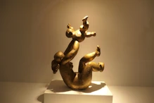 Sculpture of mather and child with different levels of abstraction