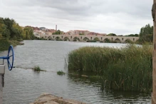 Looking up river from mills to bridge
