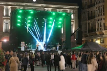 The trailer stage working for rock performance