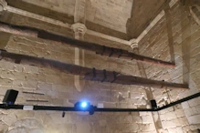 Large logs cross bracing bell tower