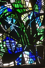 Stained glass window sililar in style to those at National Library of Australia