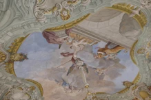 A painted ceiling on ground floor
