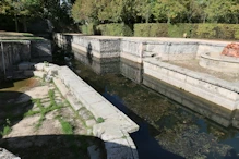 A water course well below usual level