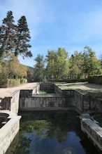 A water course well below usual level