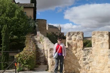 Robyn on town wall with Alcazar behind
