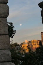 The aqueduct at sunset + moon rise