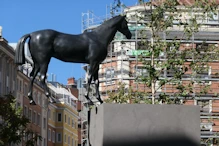 A horse statue supported on one leg