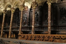 Choir stalls (lots of carved wood nad stone)
