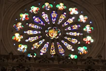 The rose window above an organ