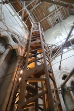 One of the two spiral wooden stair cases we climbed