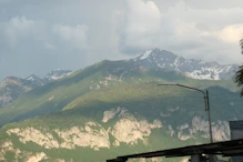 Menaggio view to snow covered mountain tops