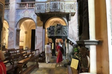 Inside church frescos pulpit