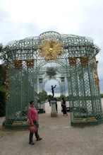 Open metal pavilion near palace