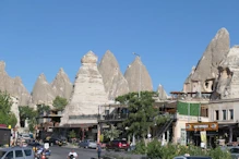 View to hills in town