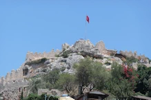 Fort on hill overlooking village