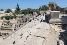 Roman amphitheatre view to stage showing steepness