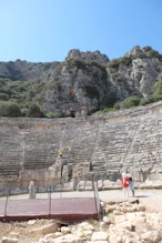 Roman amphitheatre looking up from the stage area