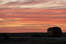 Sunset of the rail line at Marree