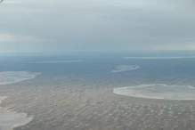 Salt pans in desert